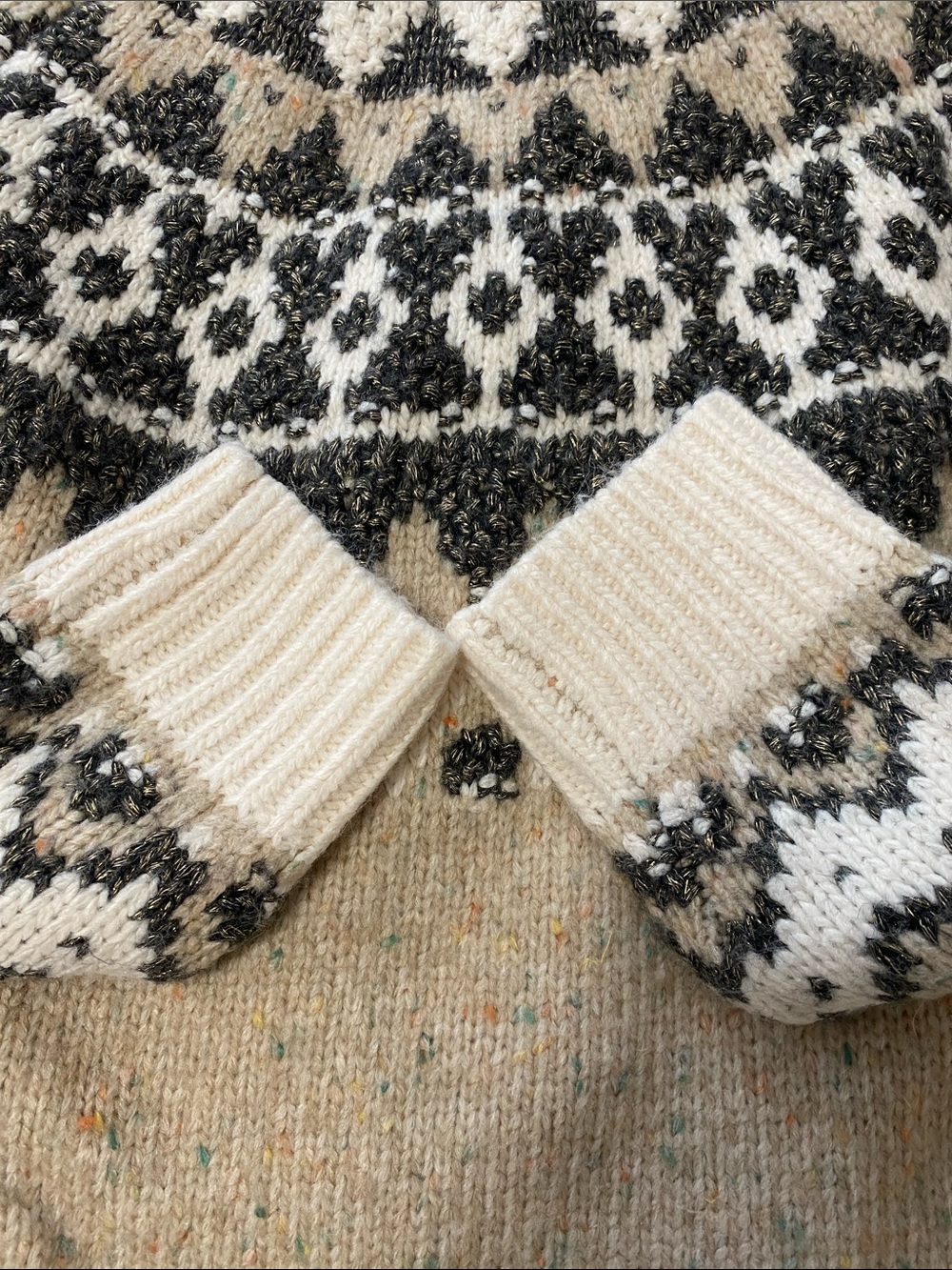 Fair Isle Turtleneck Sweater In Neutral Tones Sz S - Picture 6 of 13